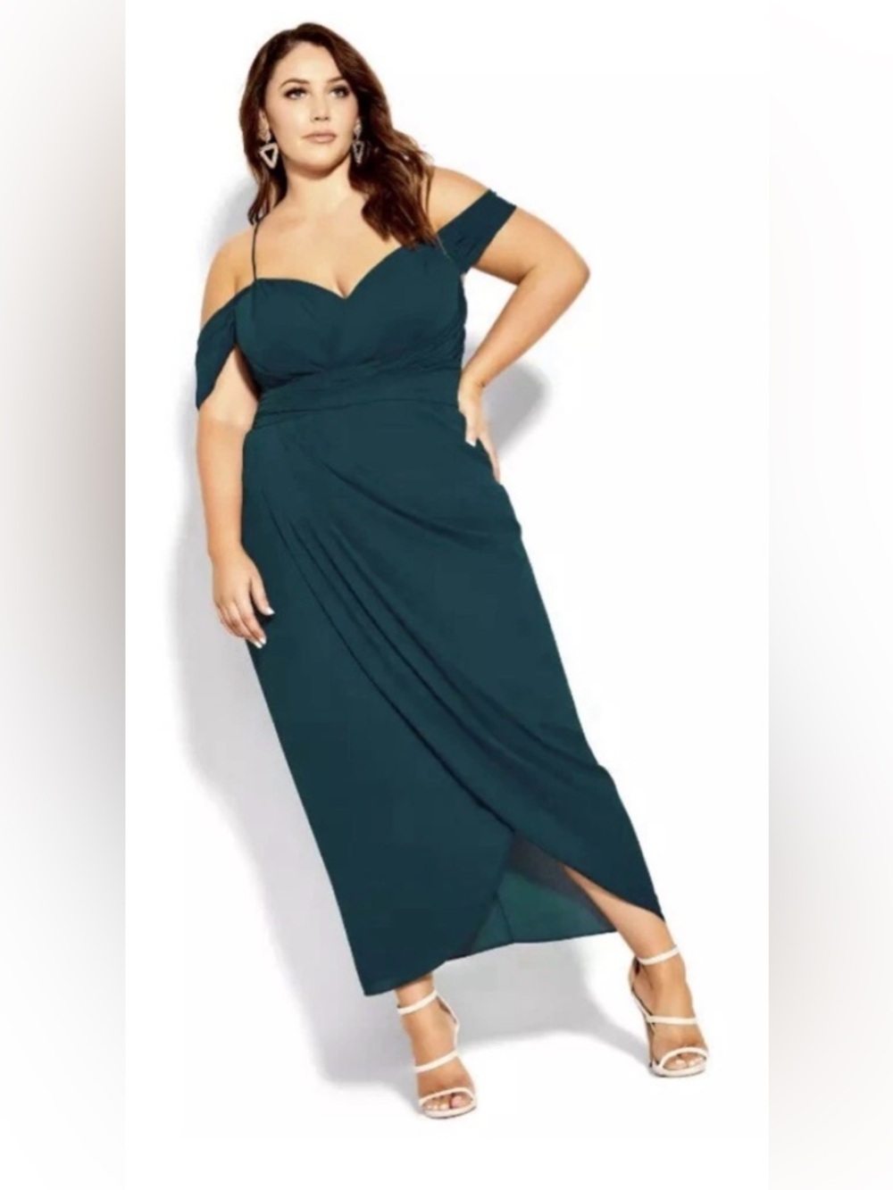City Chic Emerald Off-Shoulder Maxi Dress